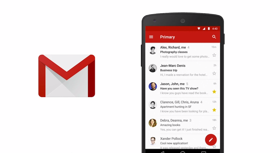 Take a look at how that Compose button in the Gmail app pops out. That floating action button is going to make a big appearance in apps throughout Android L.