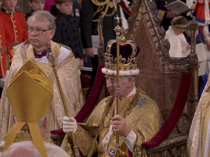 Photos show the moment Charles was officially crowned king, making history as the oldest British monarch