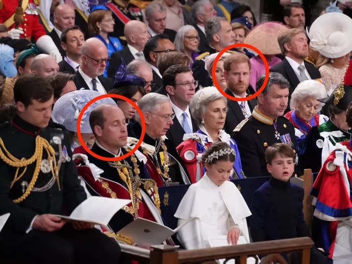 Photos show how Prince William and Prince Harry kept their distance at the coronation