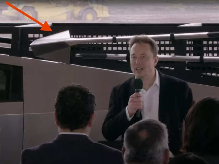 Elon Musk teases a Tesla Cybertruck tool rack with futuristic shovels