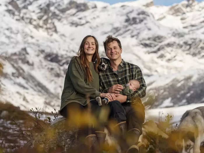 This couple moved to Alaska to start a dog sledding business. They now spend their days giving wilderness tours with their 32 dogs.