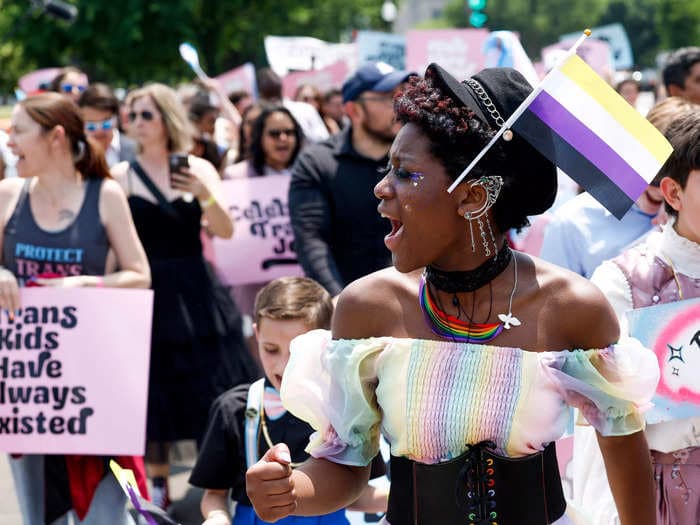 More than 100 teenagers gathered on the steps of the Capitol to throw an epic prom for trans youth