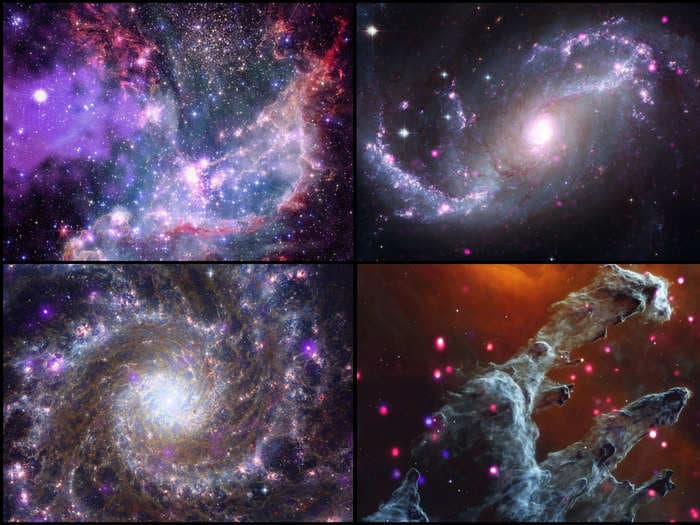 NASA released stunning new space images by combining the visual powers of the James Webb Space Telescope and Chandra X-ray Observatory