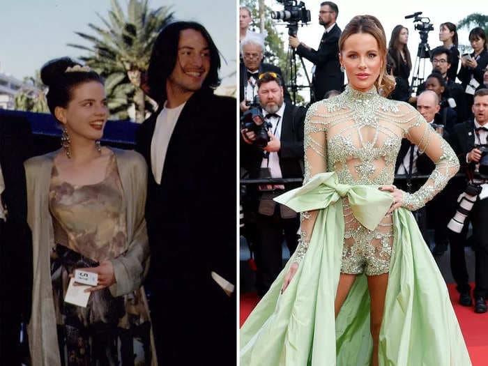 Kate Beckinsale says Keanu Reeves once helped her with a major wardrobe malfunction at Cannes by holding down her top