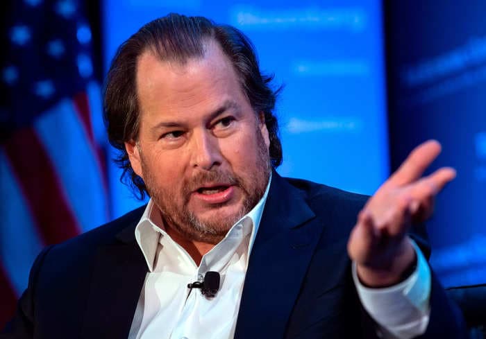 Salesforce CEO Marc Benioff says he dreams of the day when AI means the company's messaging system will 'wake up and become intelligent itself'