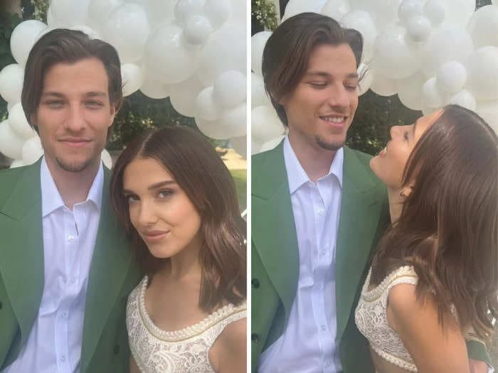 Millie Bobby Brown and Jake Bongiovi celebrated their engagement, complete with a heart-shaped balloon sculpture