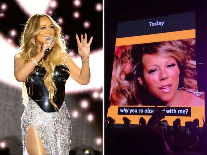 Mariah Carey's performance at LA Pride included screenshots from Grindr and social media is loving it