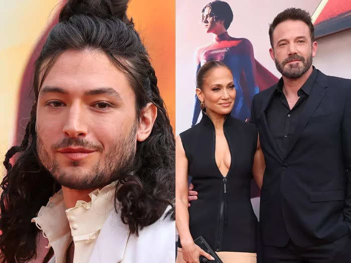 Ezra Miller made a rare appearance at 'The Flash' premiere alongside stars including Jennifer Lopez, Ben Affleck, and more. Here are 17 photos from the red carpet.