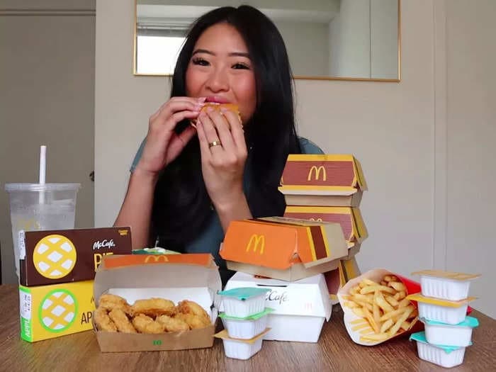 Mukbang star babydumplingg keeps getting accused of faking how much food she eats. She doesn't care.