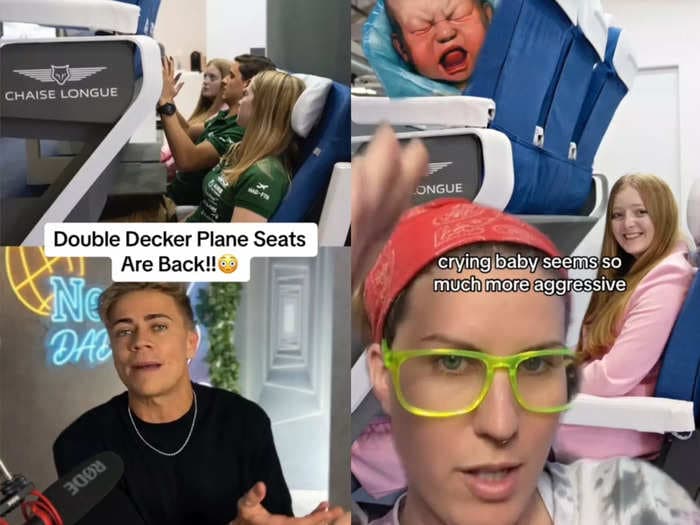 Angry TikTokers are tearing apart a new 'double-decker' airplane seat prototype, calling it claustrophobic and predicting bad smells would travel from passengers above