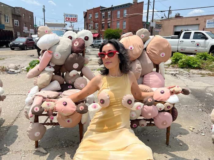 An artist set up a 'boob garden' in an empty Philadelphia lot. Locals come to see 'the titty chairs,' and leave searching for meaning.