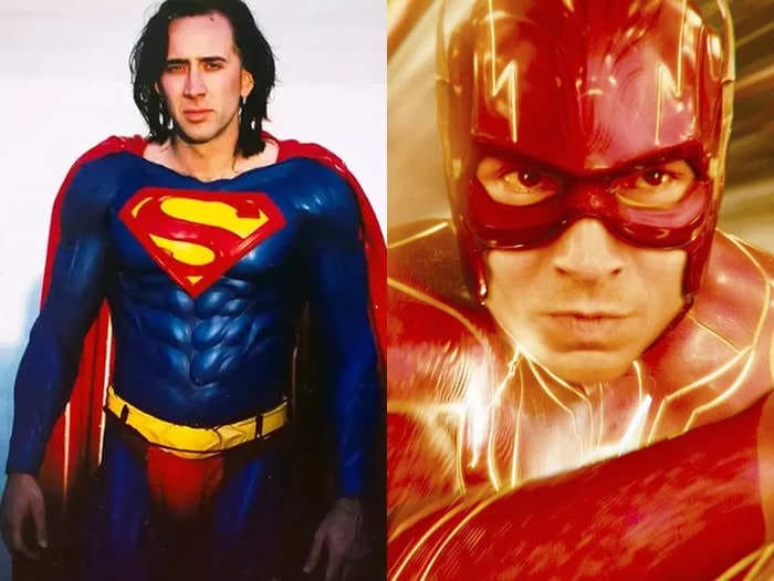 Starring Nicolas Cage and directed by Tim Burton, 'Superman Lives' never got made. But fans can get a glimpse of what could have been in 'The Flash.'