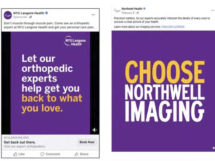 A New York hospital is suing another because it used a 'confusingly similar' shade of purple