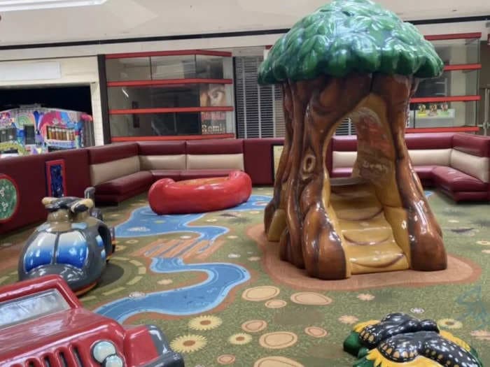 See inside an eerie long-closed mall, where everything from phone-repair kiosks to an enclosed play area are up for grabs