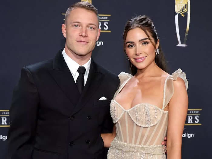 Christian McCaffrey saved Olivia Culpo from a wardrobe malfunction at their engagement party after her dress ripped