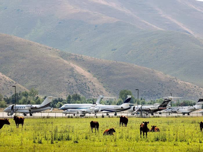 Private jets are descending on a small-town airport as the 'summer camp for billionaires' kicks off