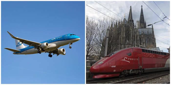 A European airline is buying train tickets for its customers on a 108-mile journey to encourage passengers to fly less