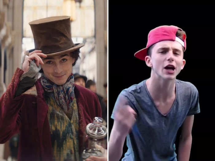 Timothée Chalamet didn't have to audition for his 'Wonka' role because the director had seen his high-school rap videos and 'knew he could sing and dance'