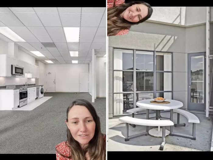 A $520,000 apartment in Northern California that's been sloppily converted from an old office is being labeled 'soul-crushing' in a viral TikTok