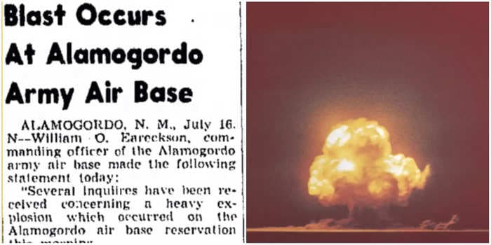 Read the statement the US military used to cover up Oppenheimer's first nuclear test, claiming it was an ammo dump blowing up