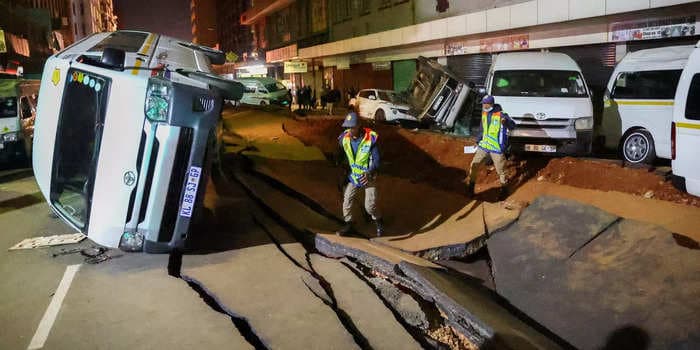 Video shows a whole street being flung into the air by a suspected gas explosion in South Africa