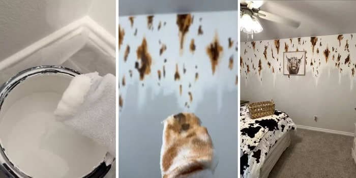 A TikToker's viral wall mural that was supposed to be a cow print has shocked viewers who think it resembles the inside of a toilet bowl