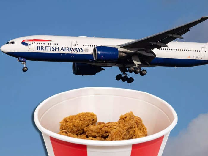 Passengers on board a 12-hour British Airways flight were fed a single piece of KFC chicken each after a catering error