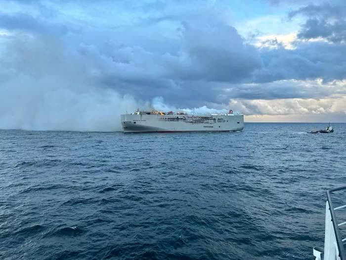 A massive ship carrying 3,000 vehicles is burning off the coast Netherlands — and it's spurring concerns over fire risks from EVs