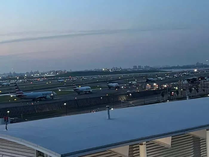 Thousands of passengers got stuck on planes for hours at LaGuardia Airport as 60 aircraft waited to take off