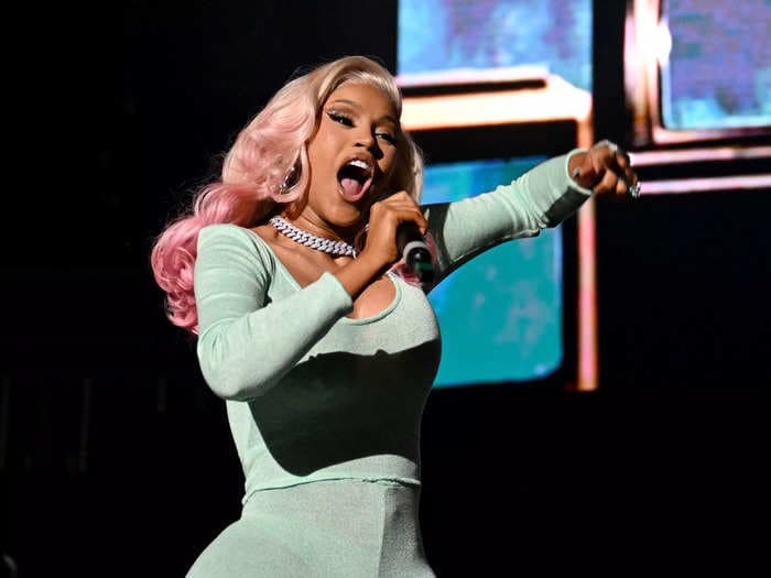 Cardi B hurls microphone at a fan who threw a drink at her onstage in Vegas