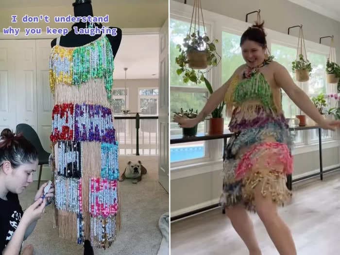 A Swiftie created an Eras Tour dress made of hundreds of friendship bracelets – despite weighing 13 pounds, she plans to wear it to Taylor Swift's LA concert