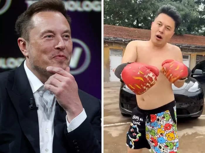 Elon Musk's Chinese doppelgänger posted a new shirtless boxing video, and now the real Musk is once again wondering if his Asian lookalike could be a real person