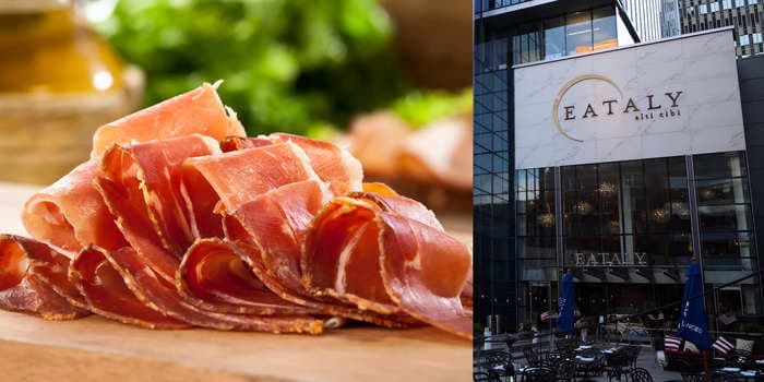 A New Hampshire woman is suing an upscale Italian food hall, claiming she slipped on a piece of ham and broke her ankle