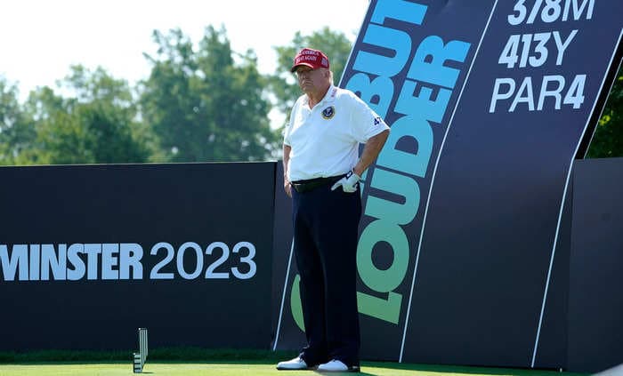 These new photos of Trump looking hella grumpy on a golf course just days before being indicted in Georgia are really something