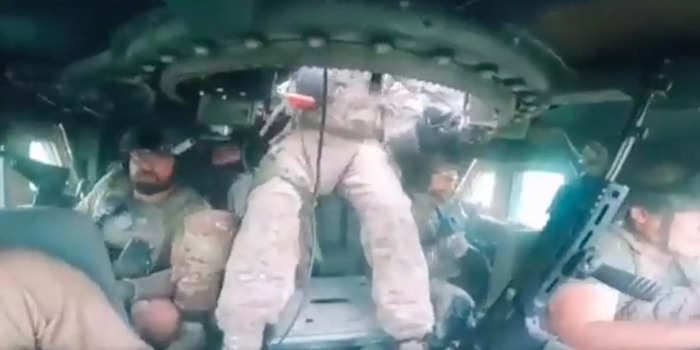 Wild video shows Ukrainian troops taking a blast to their US-donated Humvee, which they credit with saving their lives