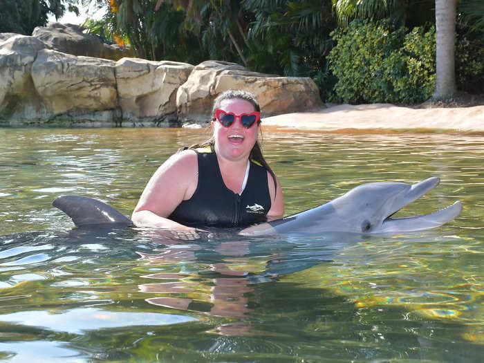 My party of 3 spent $775 at an all-inclusive resort in Orlando. The tickets were steep, but we got unlimited food and swam with dolphins.