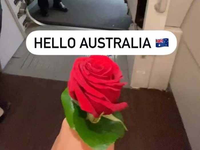 An influencer said she was fined $1,200 after walking through an Australian airport with a rose in hand — given to her by an airline