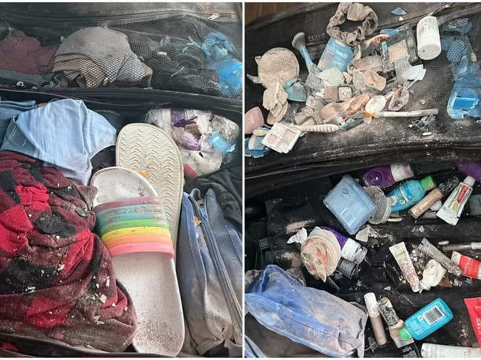 An American Airlines passenger says she never wants to fly again after her suitcase was seemingly 'run over,' destroying $1,000 worth of her stuff