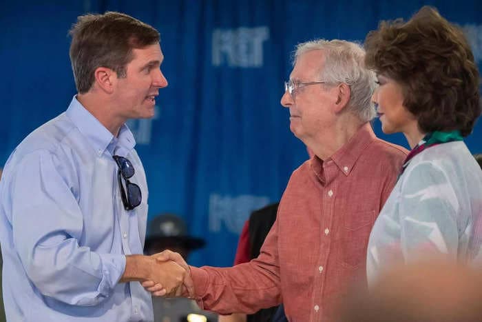 Kentucky Gov. Andy Beshear won't say if he'd follow the state's new Senate vacancy law and appoint another Republican if McConnell steps down
