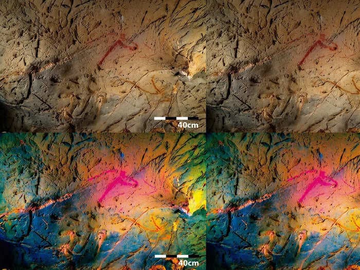 Scientists uncover hidden ancient drawings of animals in a Paleolithic cave using a technique to make them look 3D