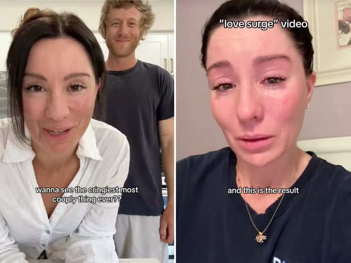 A married couple went viral demonstrating a cringey 'love surge,' but said hate comments have devolved into people wishing them domestic violence and infertility