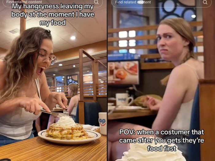 A woman is defending herself after being called a 'cringe millennial' for her overjoyed reaction to IHOP pancakes, while also addressing allegations of racism for rebuking a critic