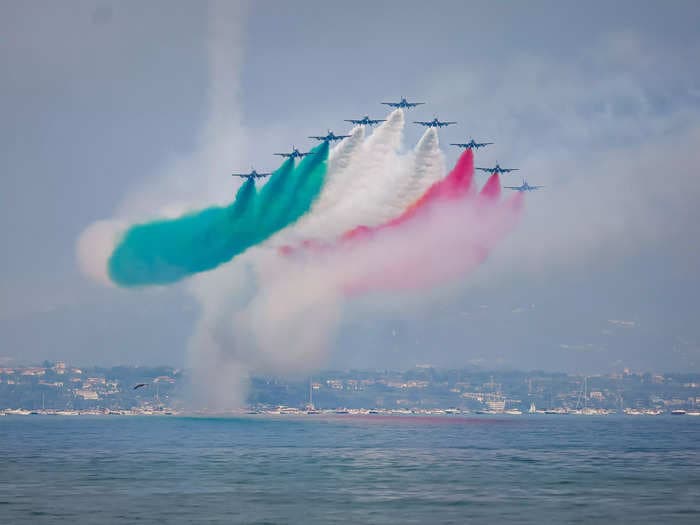 A video shows the moment an Italian Air Force plane crashed during practice and exploded into flames, leaving a 5-year-old girl dead