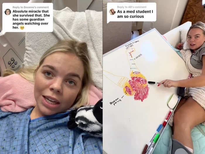A woman said her butt was 'chopped off' after being sucked into a boat's propeller. She's been documenting her hospital journey, as shocked viewers pray for her recovery.