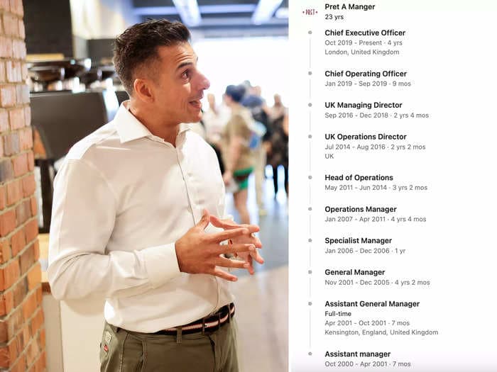 The Pret a Manager CEO's resume is going viral on X, and it's a masterclass in climbing the corporate ladder