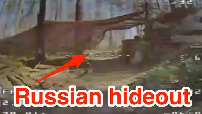 Wild video shows Ukrainian drone flying through dense forest into a Russian hideout before exploding, military says       