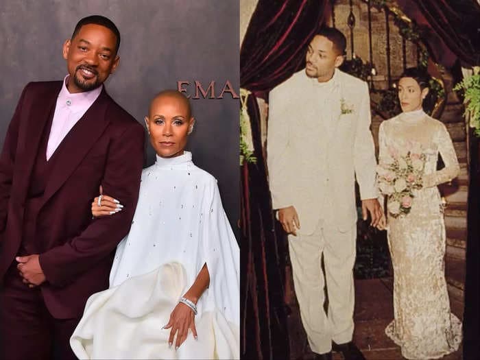 Take a look back at Jada Pinkett Smith and Will Smith's coordinating, all-white wedding outfits