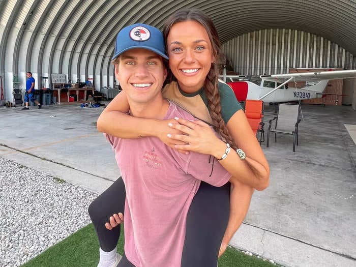 An influencer ditched her flight at the airport to go on the 'craziest' blind date. Then Frontier gifted her $1,000 in vouchers as millions root for their relationship to last.