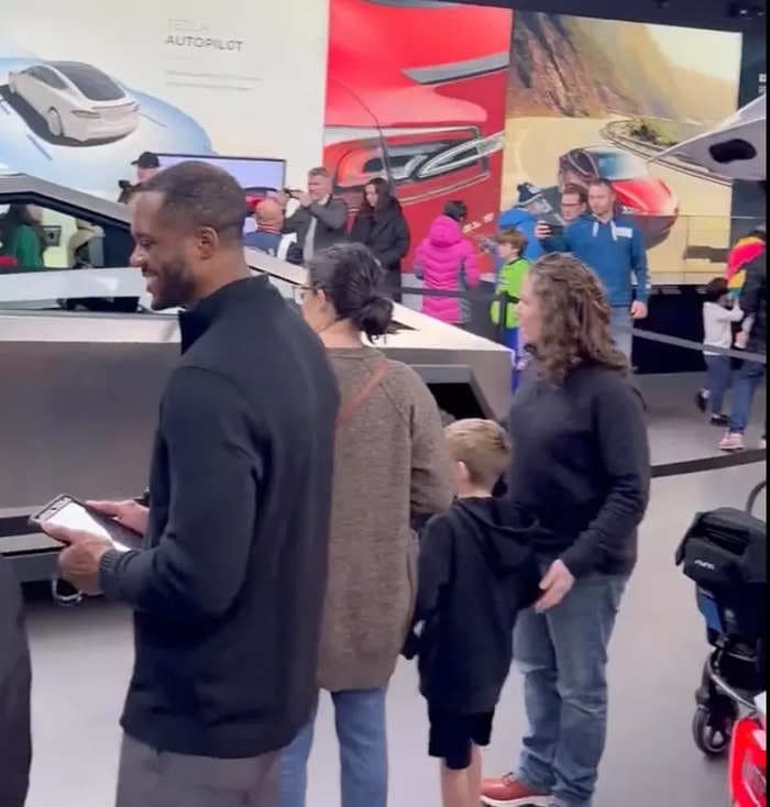 Tesla fans are lining up outside showrooms to catch a peek of the new Cybertruck