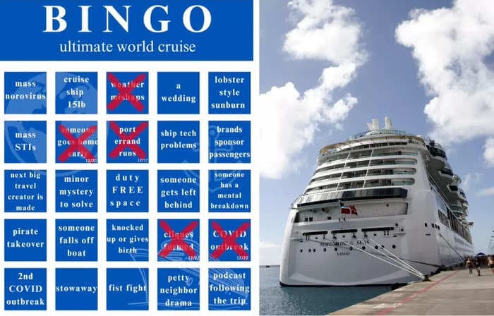 The 9-month-long Royal Caribbean Ultimate World Cruise just began and a TikToker has already launched a bingo card to follow the drama